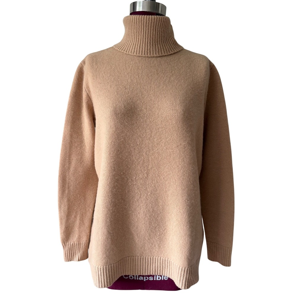 Zara Sweater 100% Cashmere Turtleneck Camel Tan Size Small